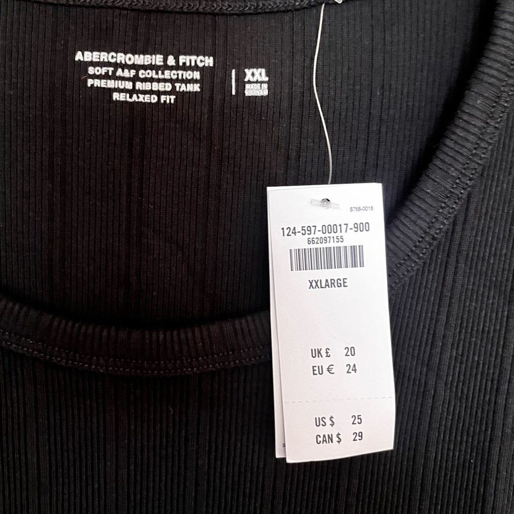 A&F NWT XXL BLACK Ribbed Tank - Picture 3 of 10